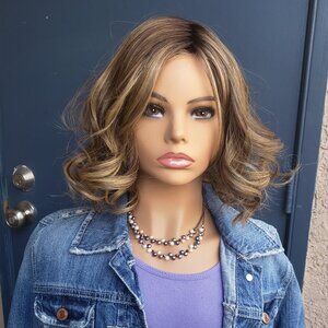 MAISON Wig by Belle Tress,, Toasted Walnut, HAND TIED, Ext Lace Front, Mono top